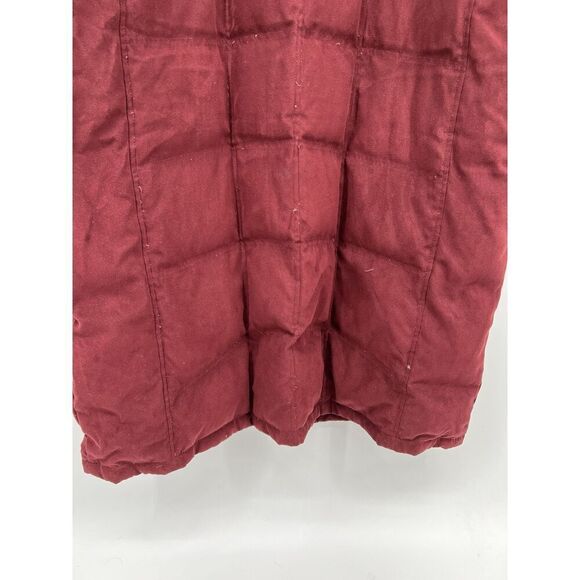 Vintage LL Bean Down Filled Quilted Burgundy Red Coat Size XL Faux Fur Long - Picture 6 of 7